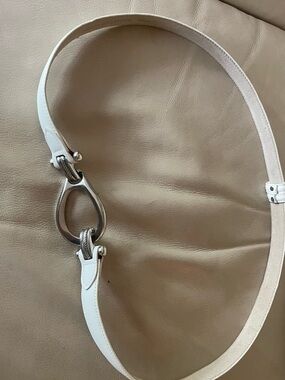White Leather Women's Belt with Silver Hardware